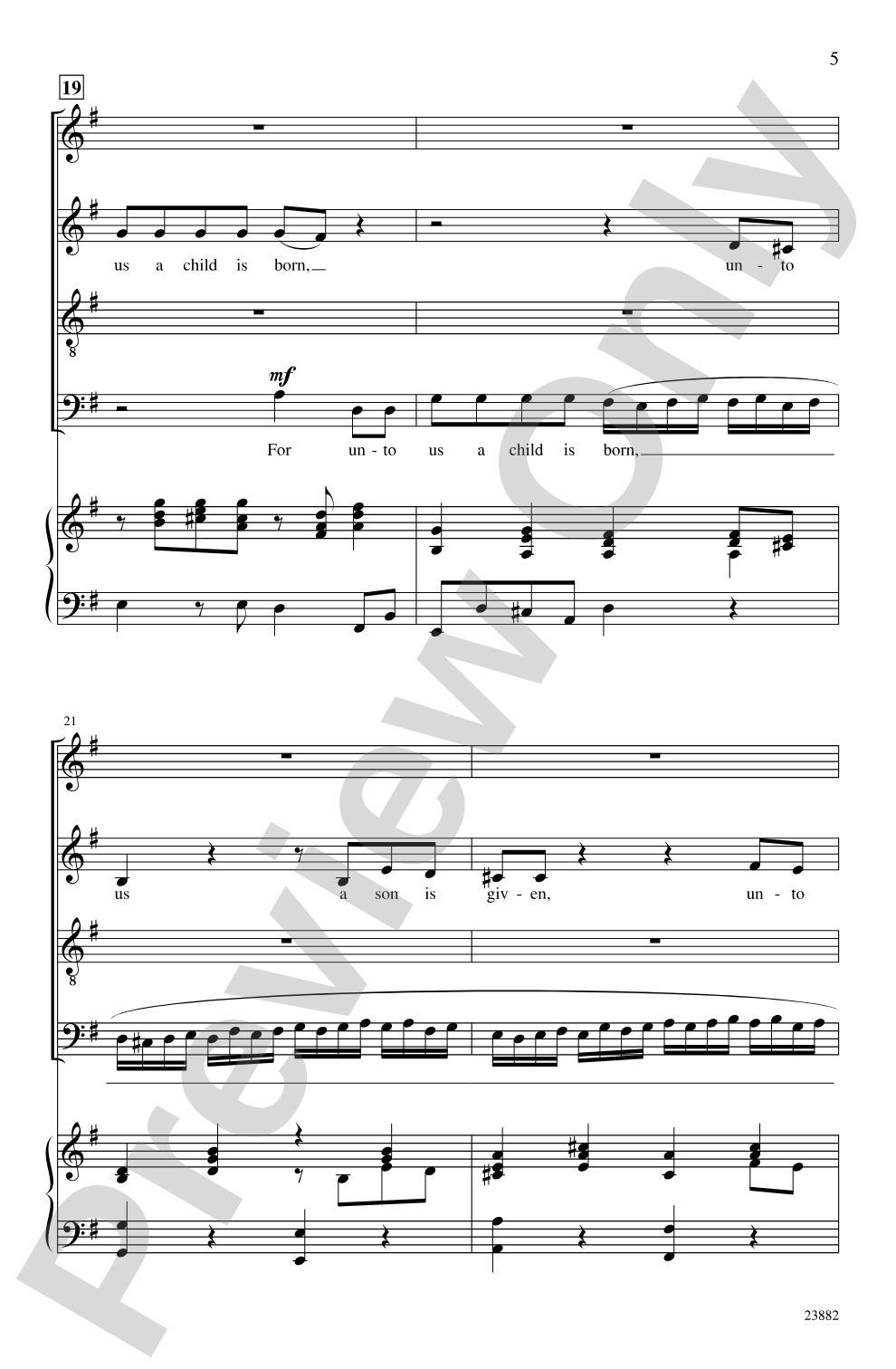 For Unto Us a Child Is Born (from <I>Messiah</I>): SATB Choral Octavo