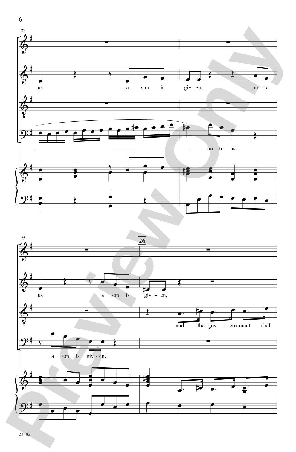 For Unto Us a Child Is Born (from <I>Messiah</I>): SATB Choral Octavo