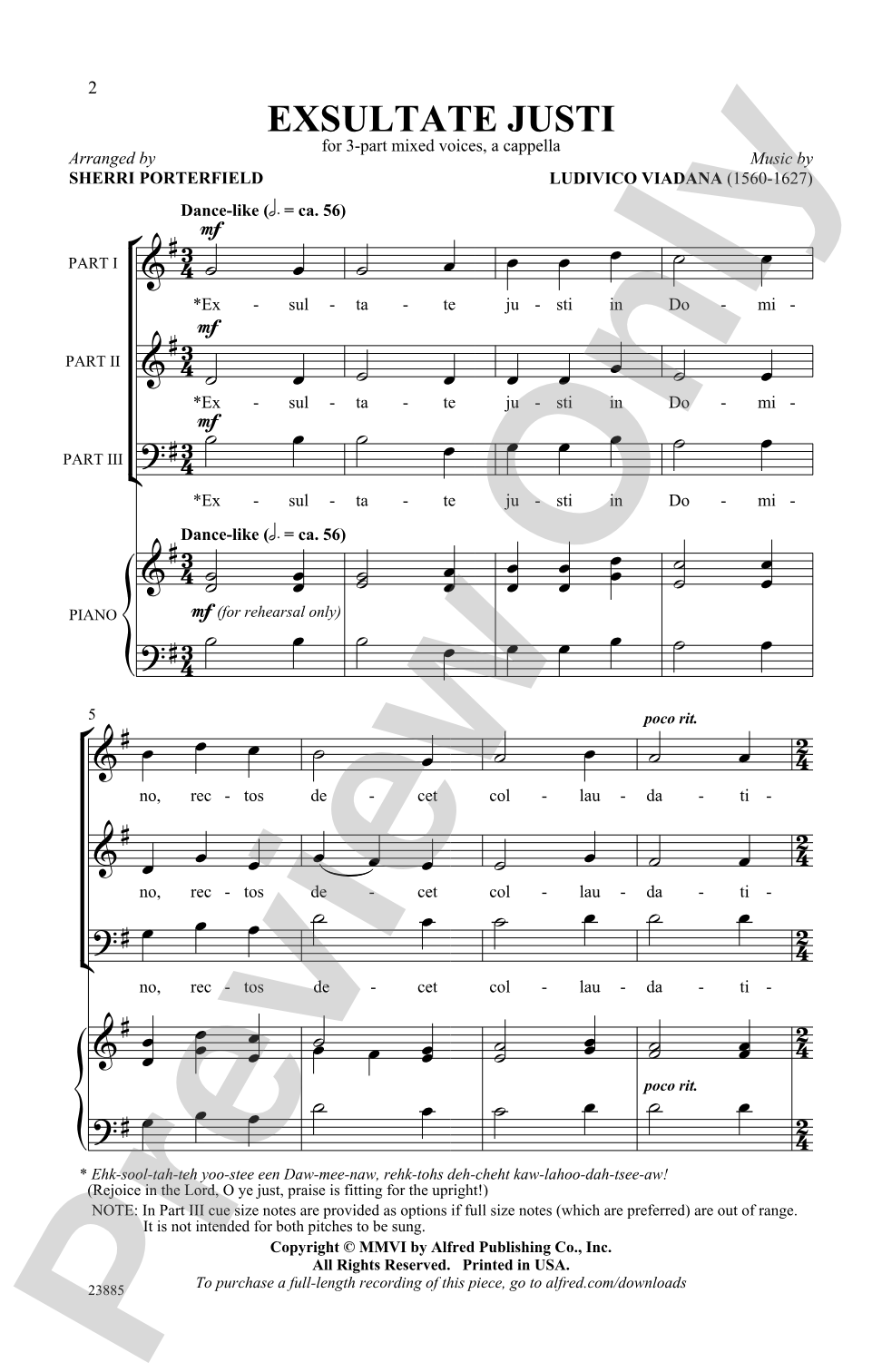 Exsultate Justi: 3-Part Mixed, <I>a cappella</I> Choral Octavo