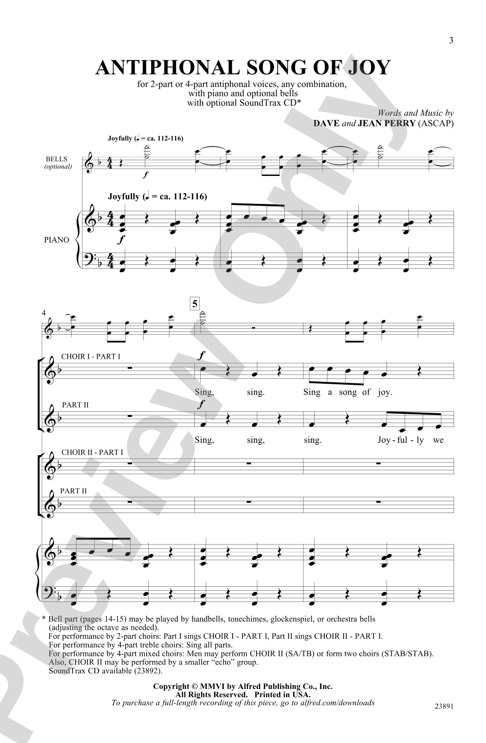 Antiphonal Song of Joy: 2-Part or 4-Part, any combination of voices Choral Octavo