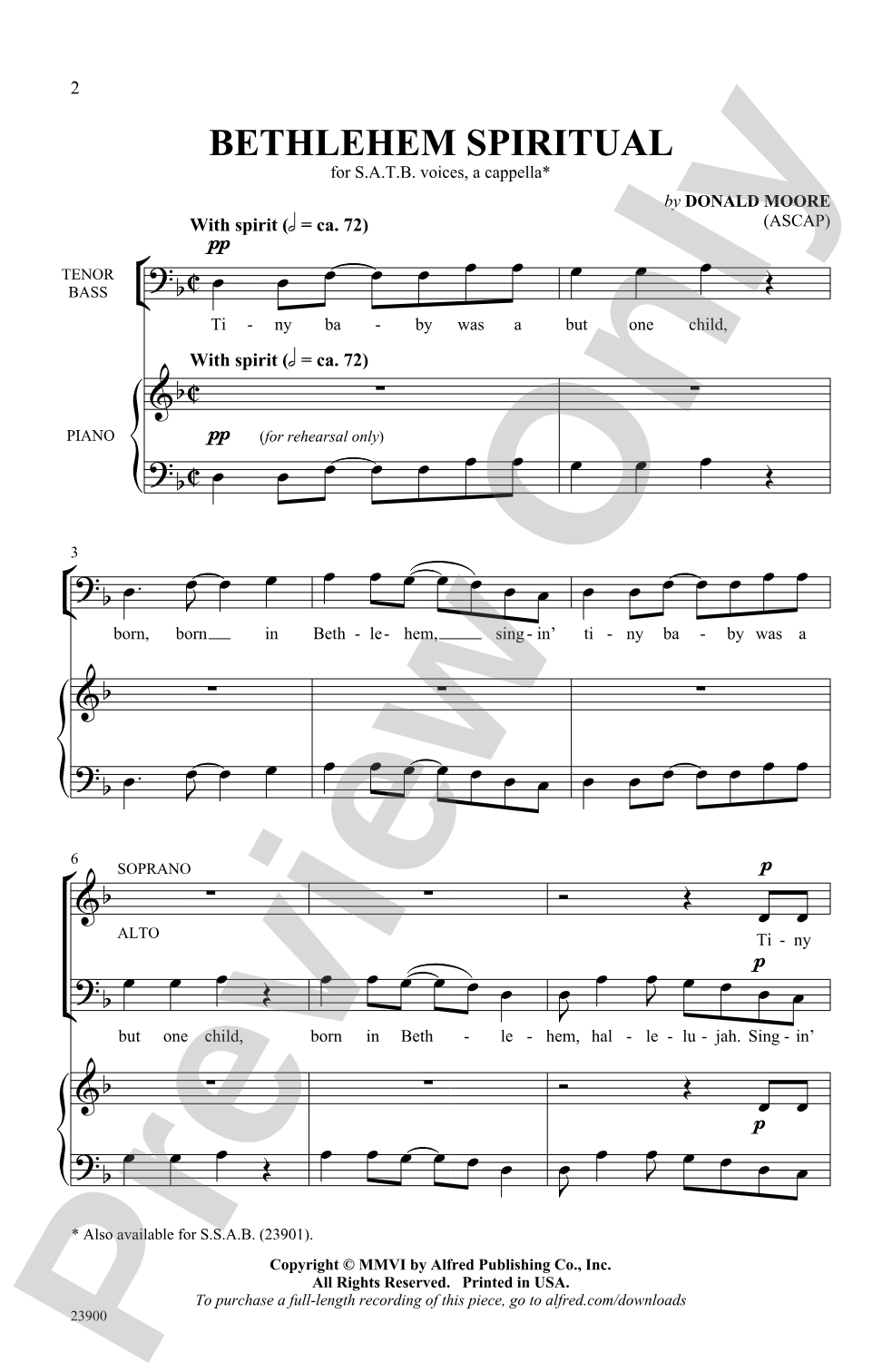 Bethlehem Spiritual: SATB, <I>a cappella</I> Choral Octavo