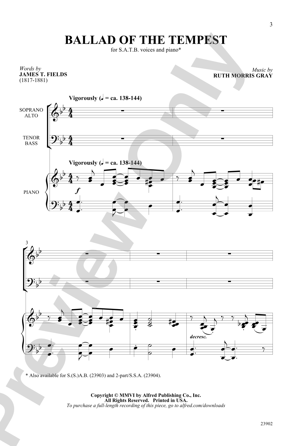 Ballad of the Tempest: SATB Choral Octavo