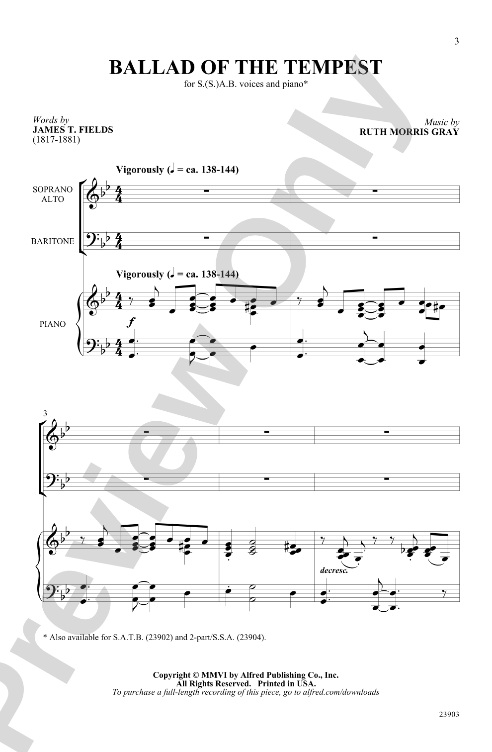 Ballad of the Tempest: S(S)AB Choral Octavo