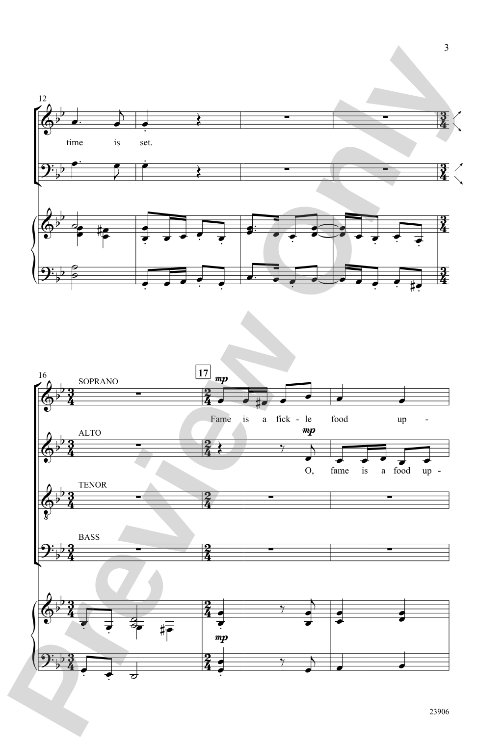 Fame Is a Fickle Food: SATB Choral Octavo