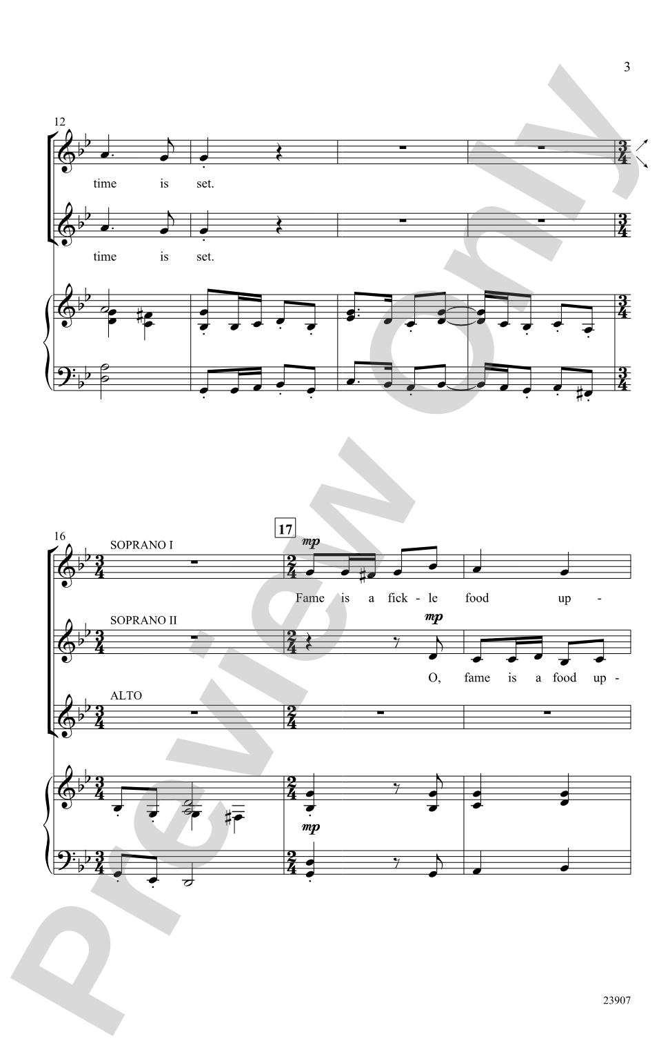 Fame Is a Fickle Food: SSA Choral Octavo