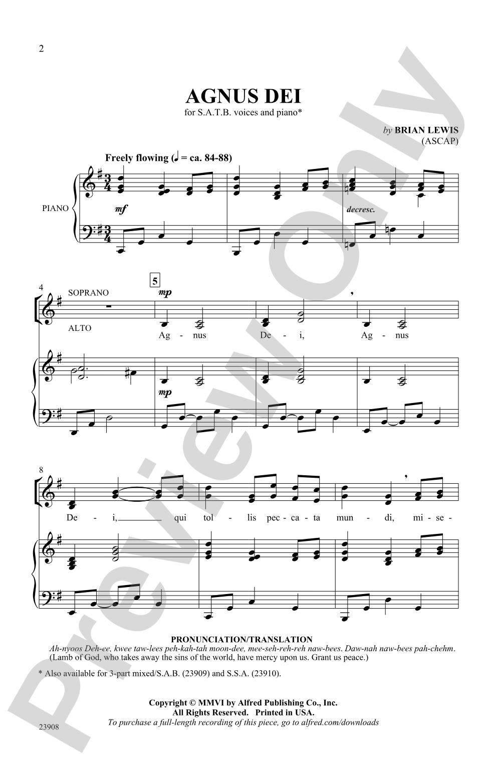 Agnus Dei: SATB Choral Octavo