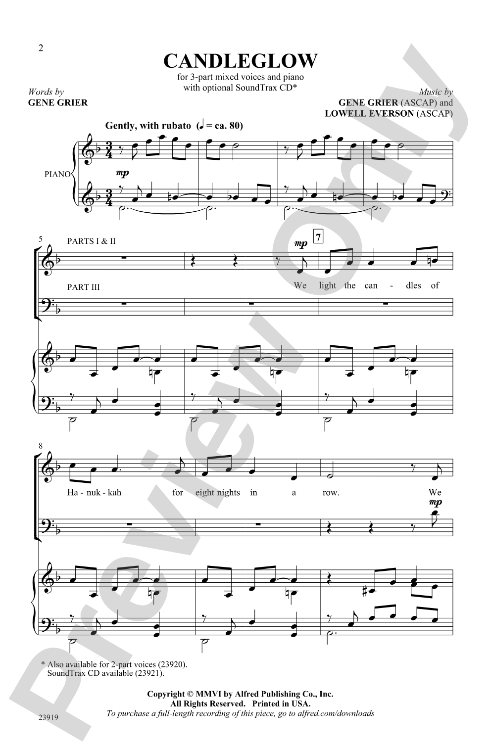 Candleglow: 3-Part Mixed Choral Octavo