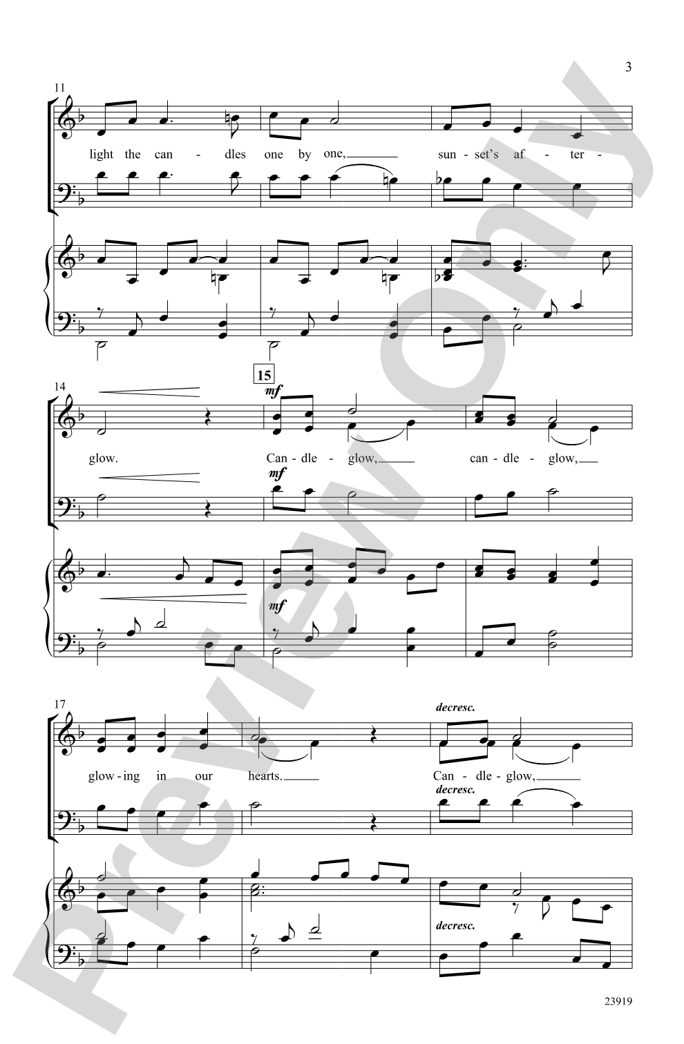 Candleglow: 3-Part Mixed Choral Octavo