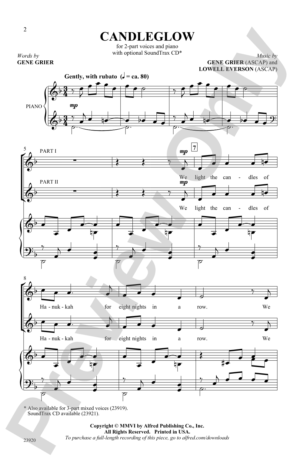 Candleglow: 2-Part Choral Octavo