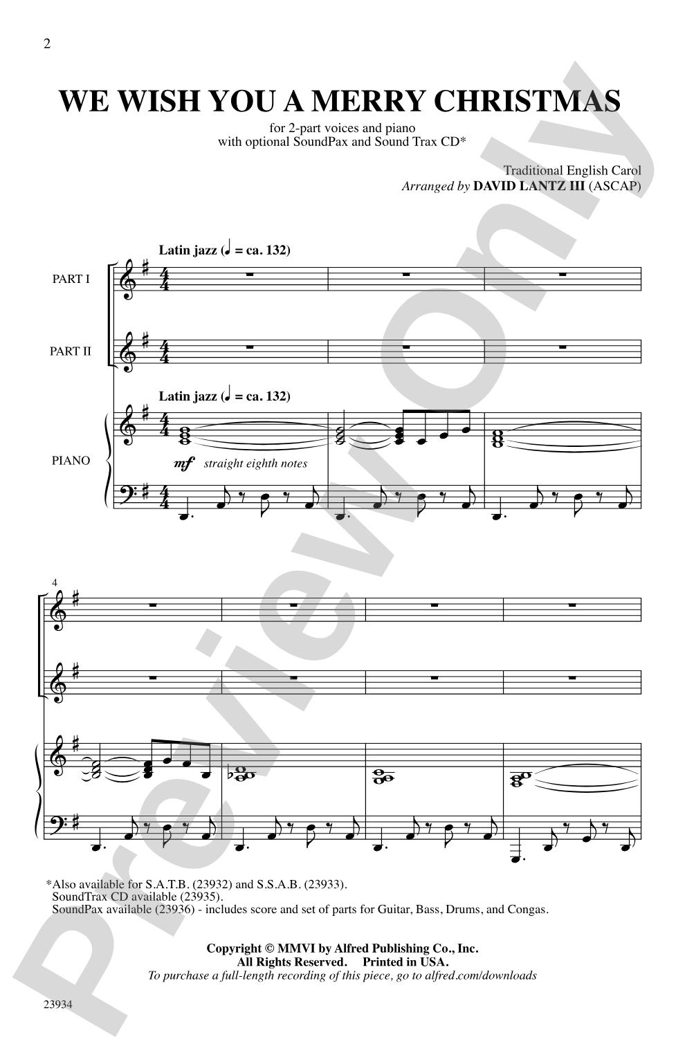 We Wish You a Merry Christmas: 2-Part Choral Octavo