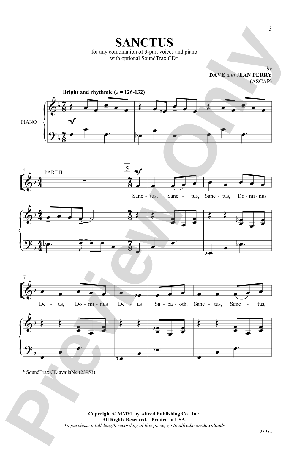 Sanctus: 3-Part (any combination of voices) Choral Octavo