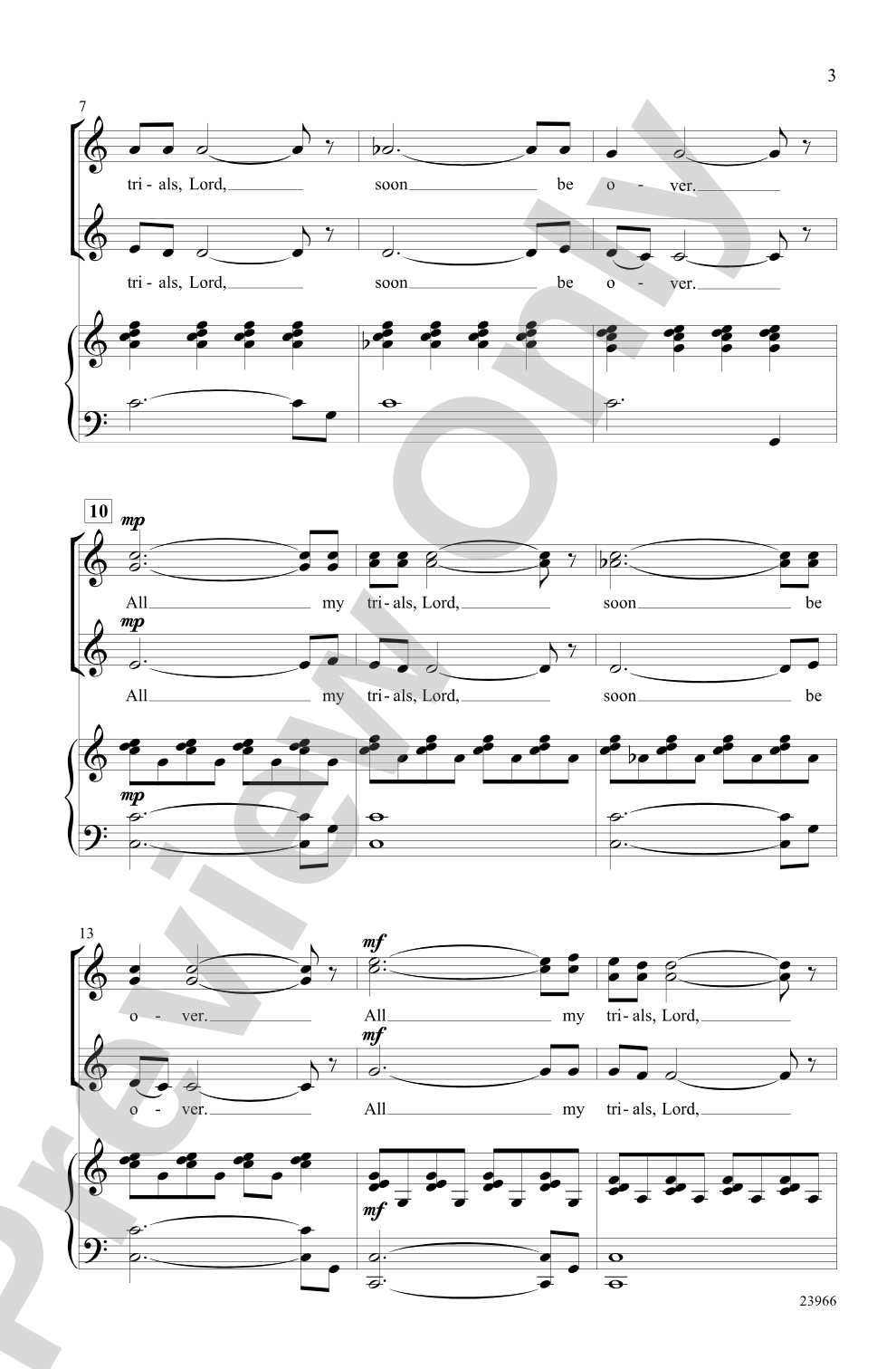 When the Sun Goes In: SSA Choral Octavo