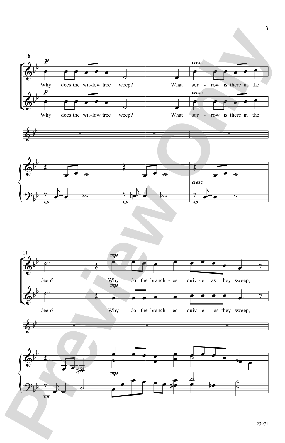 Why Does The Willow Tree Weep?: SSA Choral Octavo