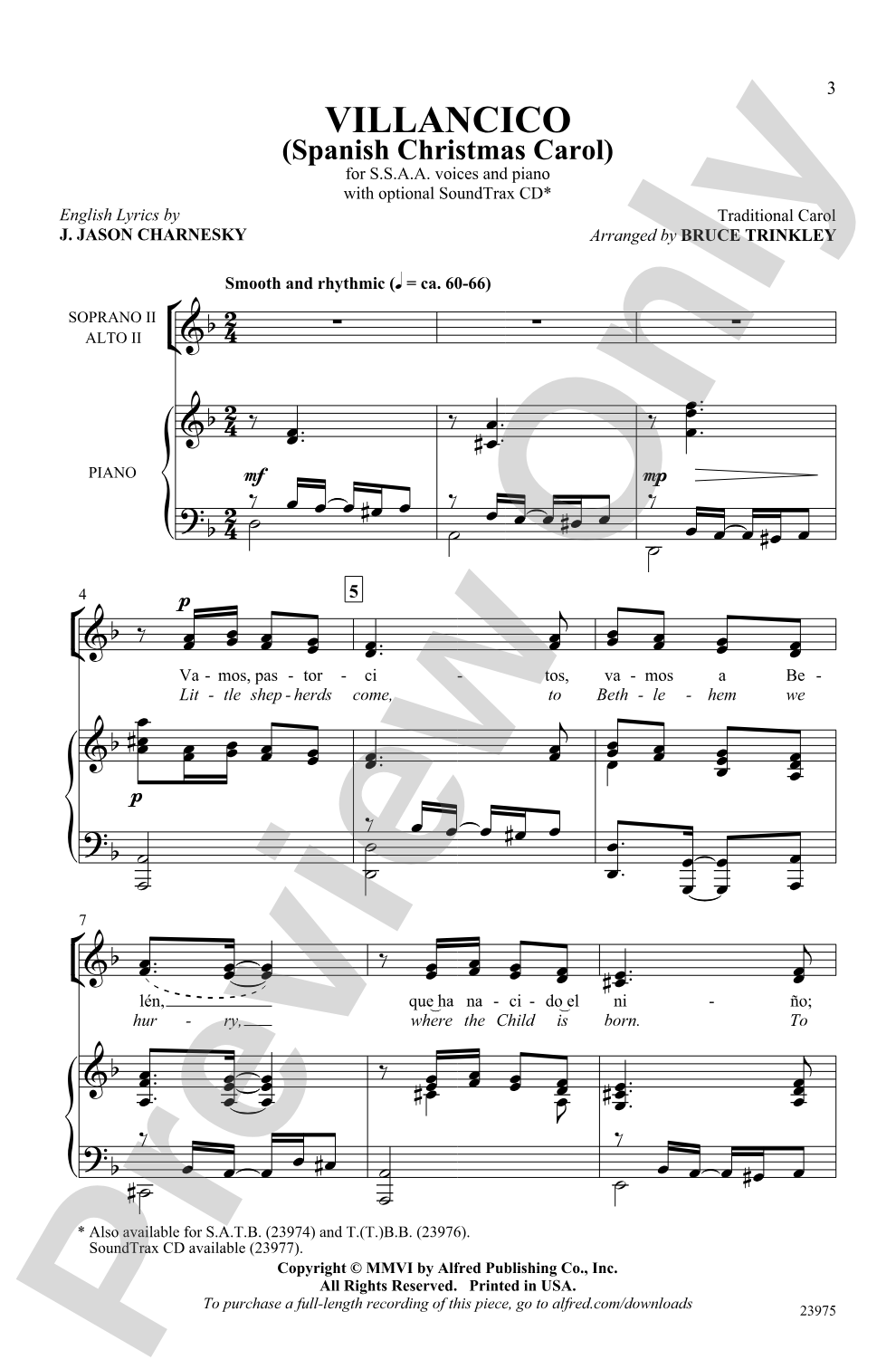 Villancico: SSAA Choral Octavo