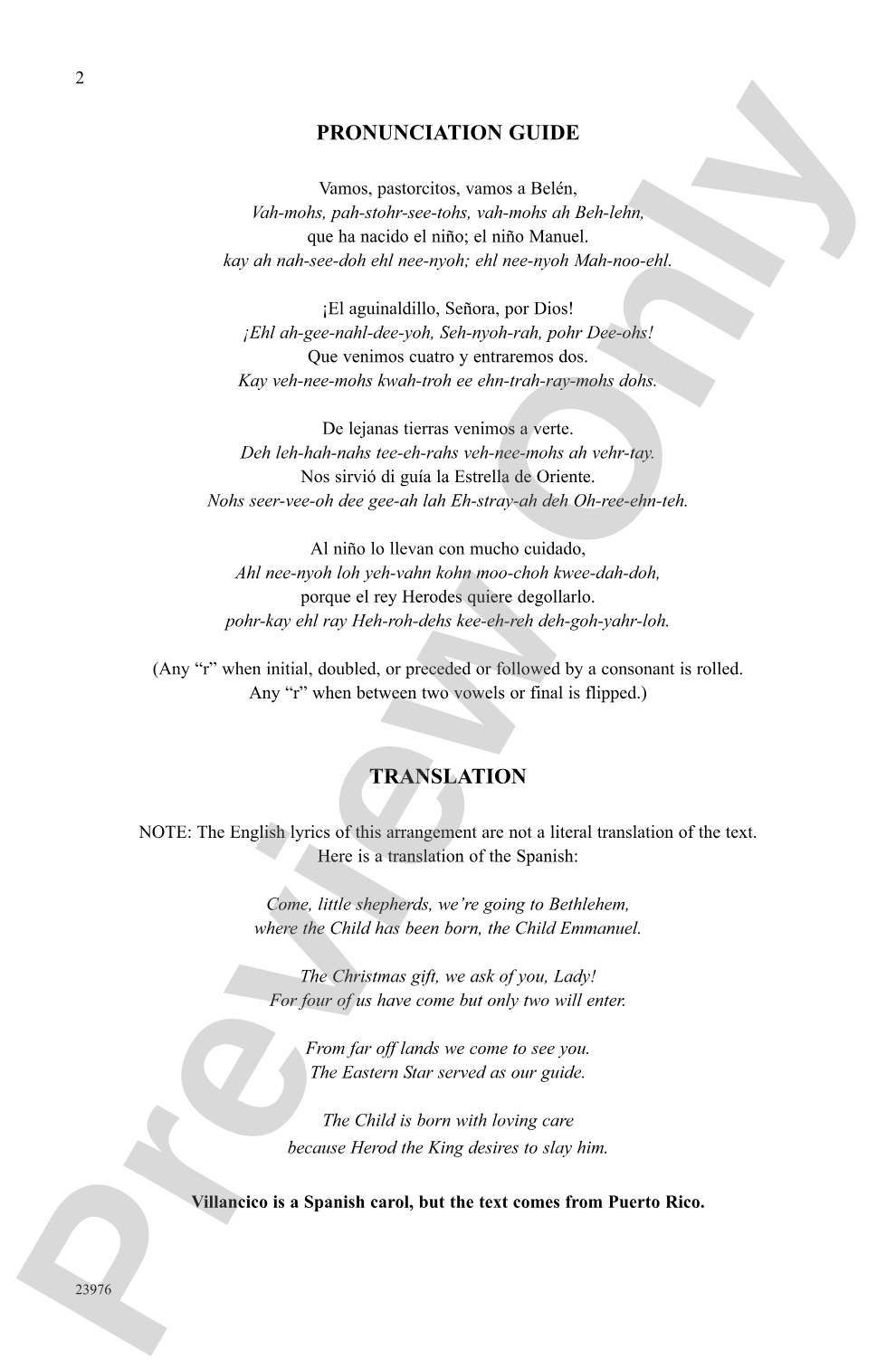 Villancico: T(T)BB Choral Octavo