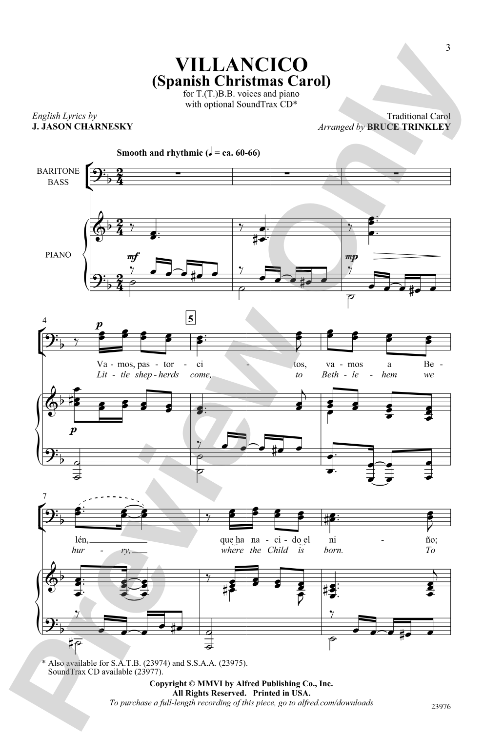 Villancico: T(T)BB Choral Octavo