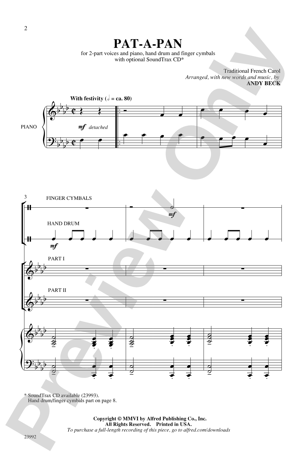 Pat-a-Pan: 2-Part Choral Octavo