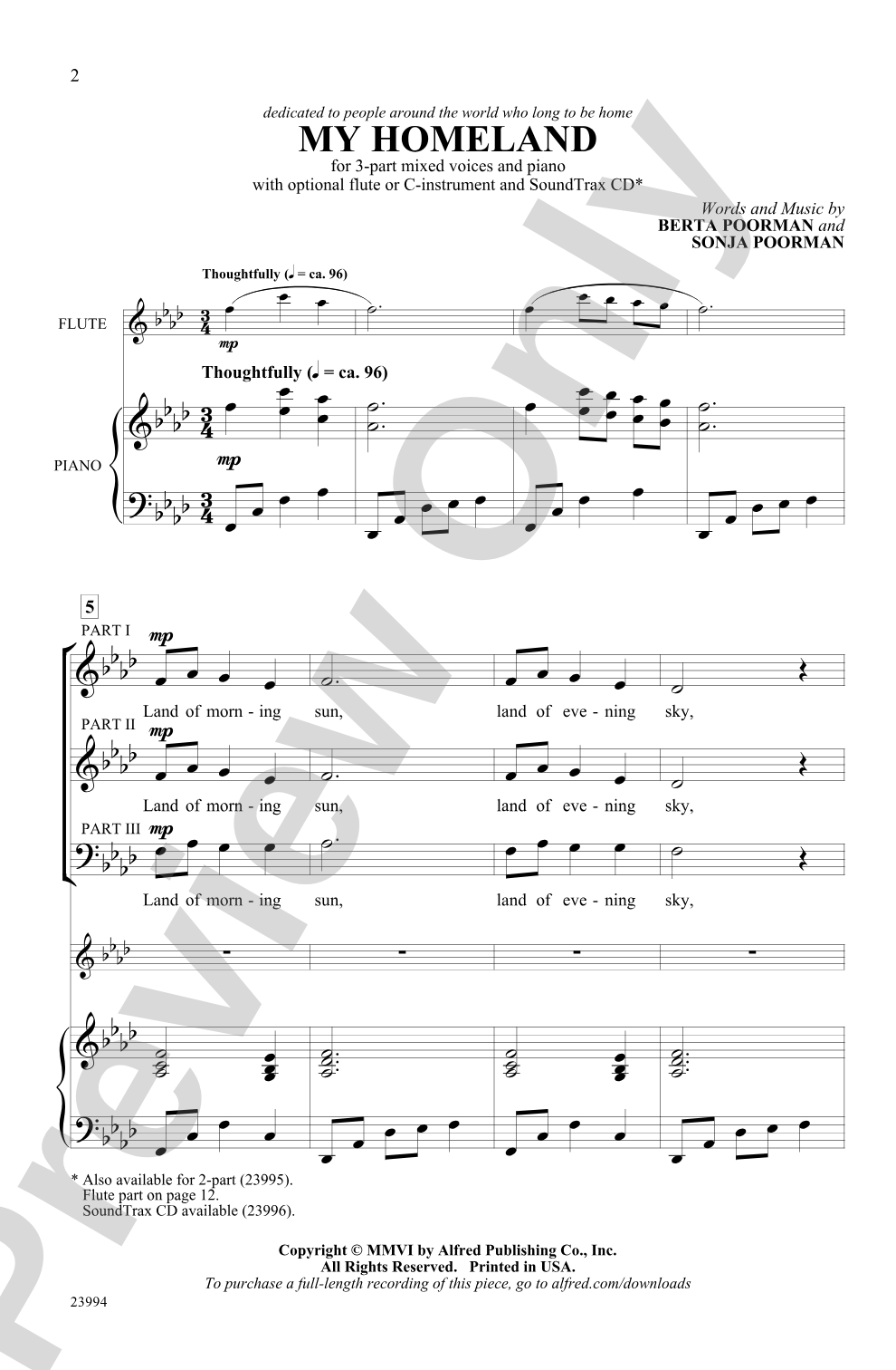 My Homeland: 3-Part Mixed Choral Octavo