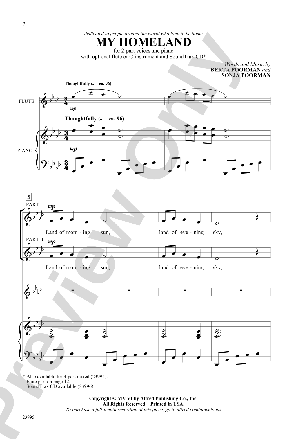 My Homeland: 2-Part Choral Octavo