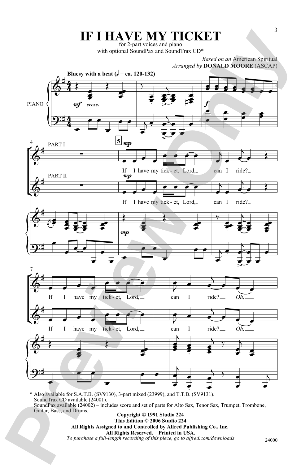 If I Have My Ticket: 2-Part Choral Octavo