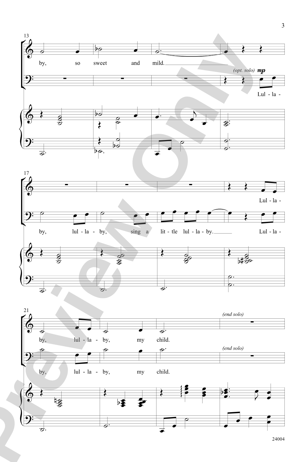 Christmas Lullaby: 3-Part Mixed Choral Octavo