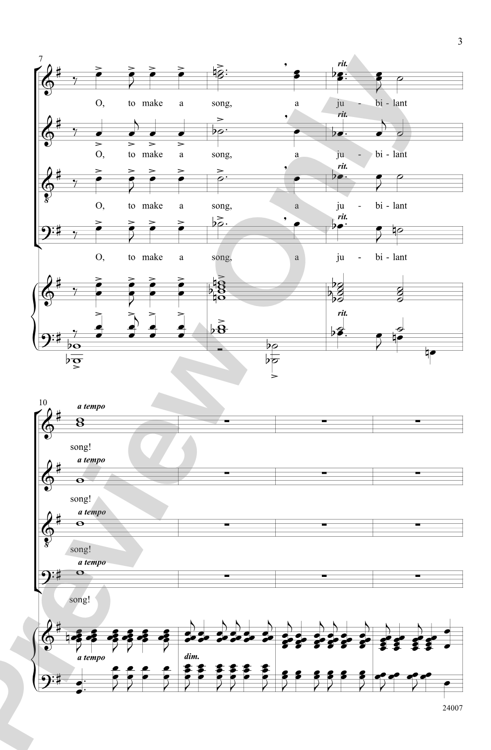 O, to Make a Jubilant Song: SATB Choral Octavo