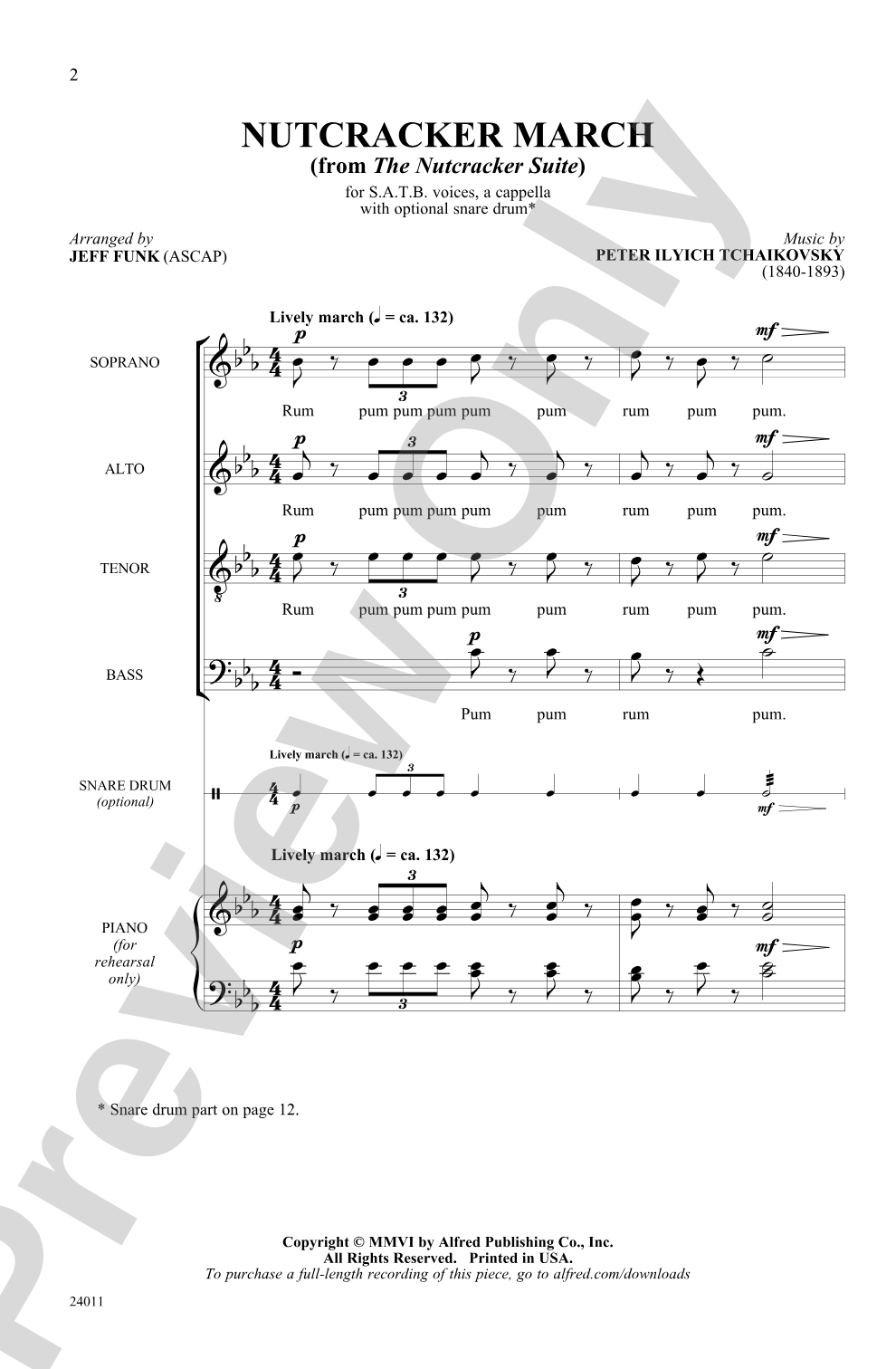 Nutcracker March (from <I>The Nutcracker Suite</I>): SATB, <I>a cappella</I> Choral Octavo