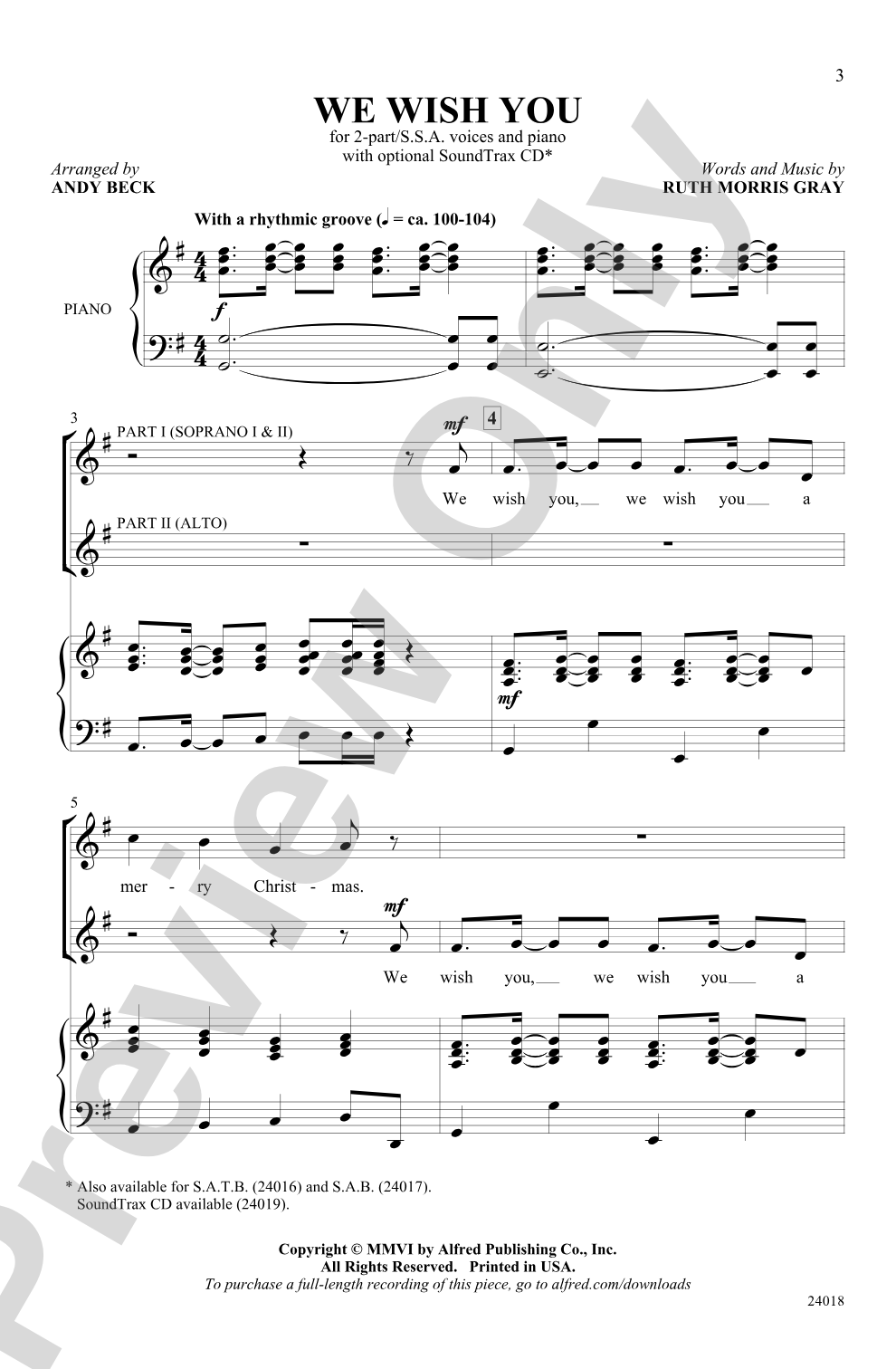 We Wish You: 2-Part / SSA Choral Octavo