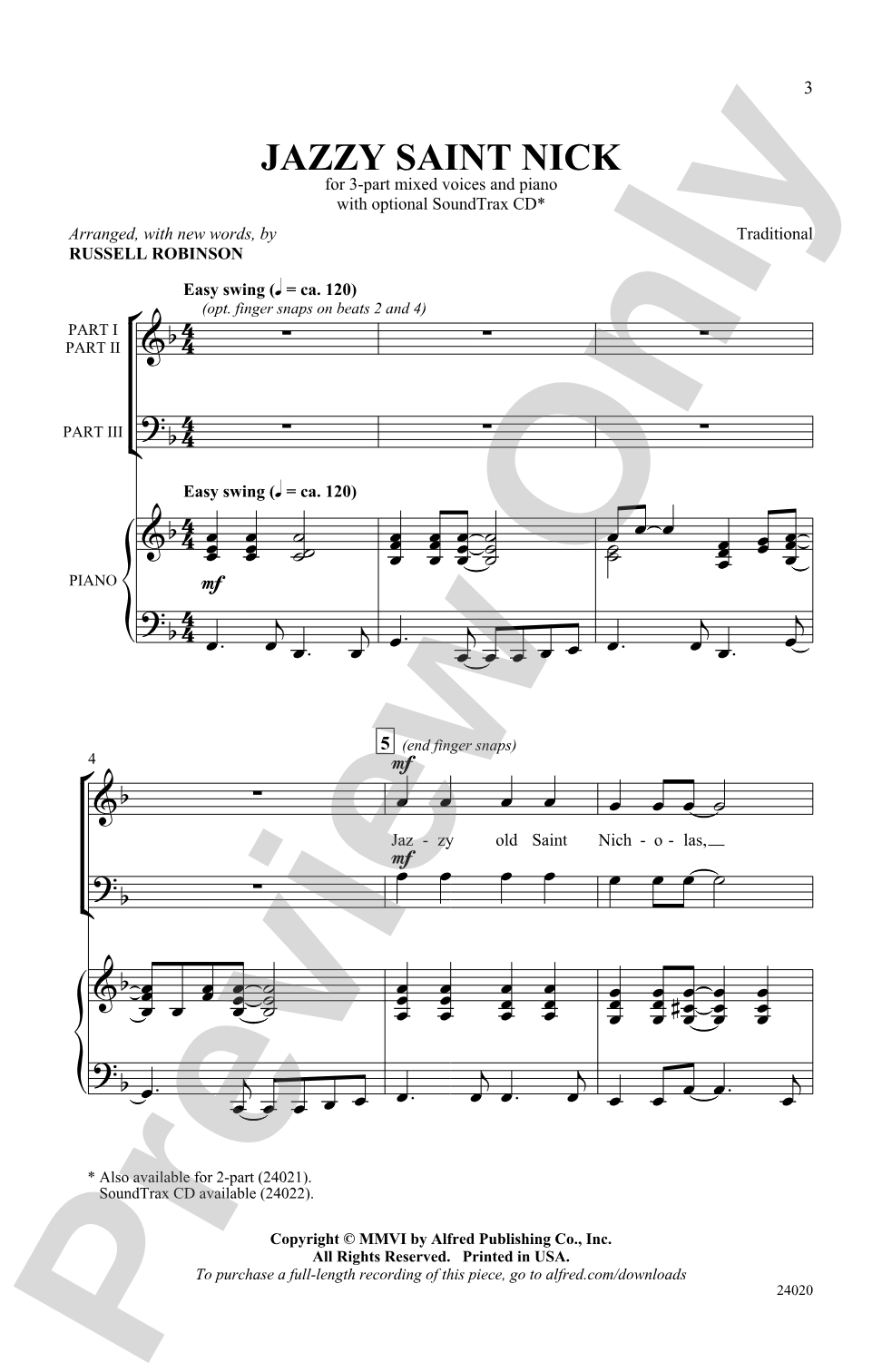 Jazzy Saint Nick: 3-Part Mixed Choral Octavo