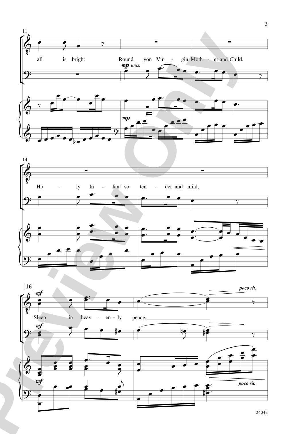 Silent Night: TTBB Choral Octavo