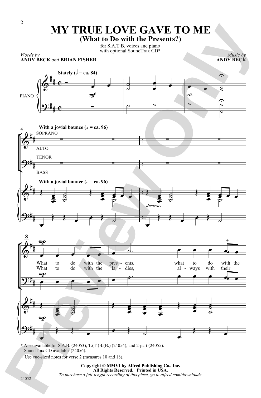 My True Love Gave to Me: SATB Choral Octavo