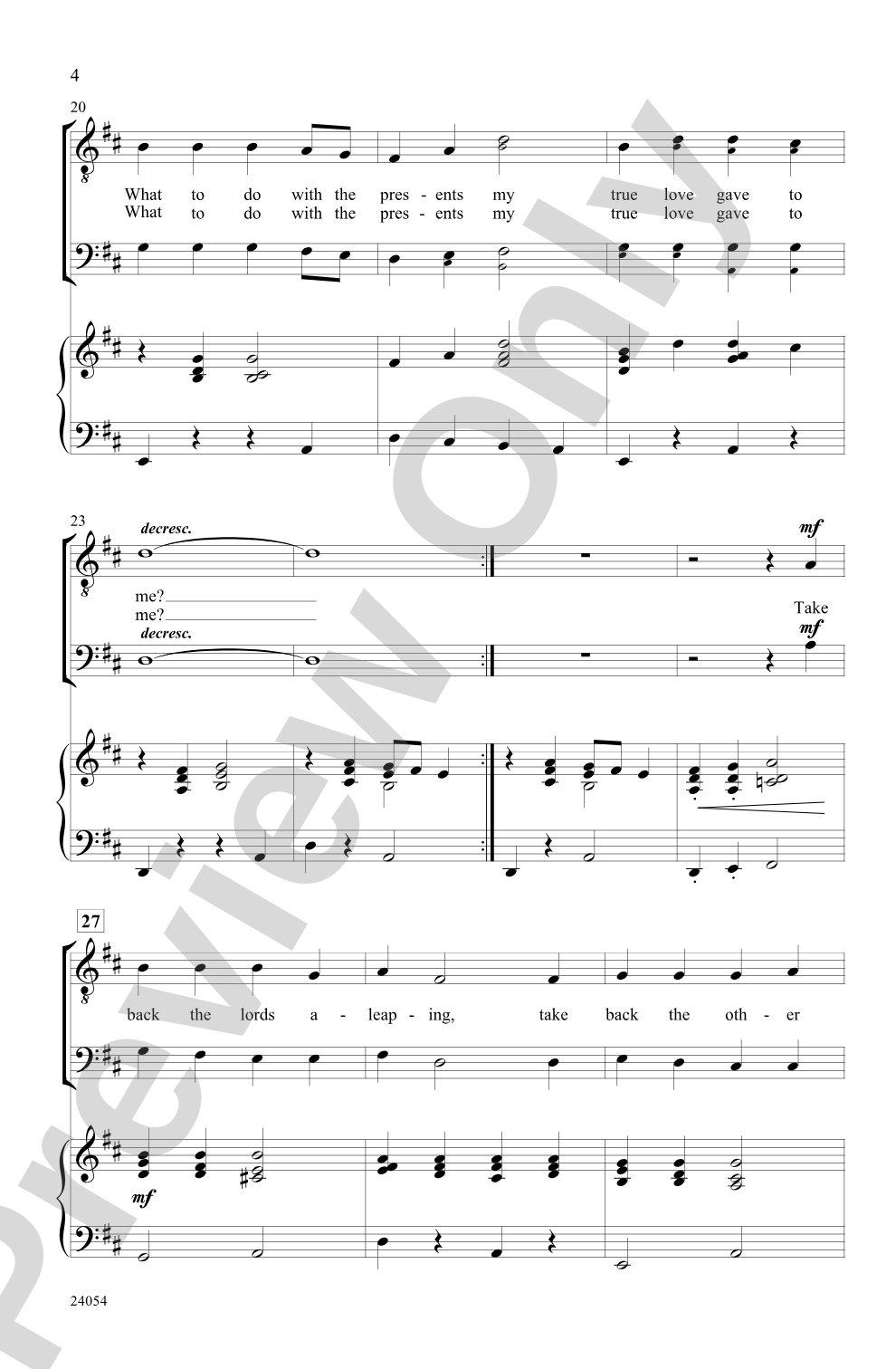 My True Love Gave to Me: T(T)B(B) Choral Octavo
