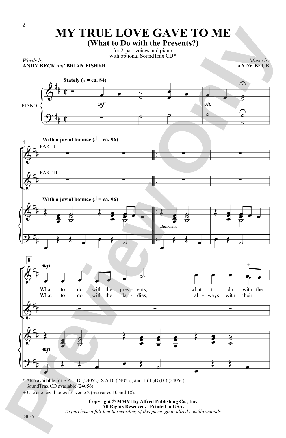 My True Love Gave to Me: 2-Part Choral Octavo