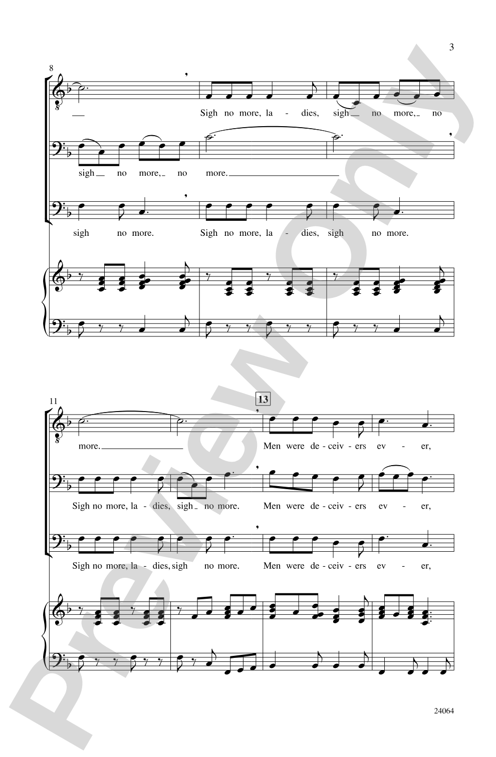 Sigh No More, Ladies: TBB Choral Octavo