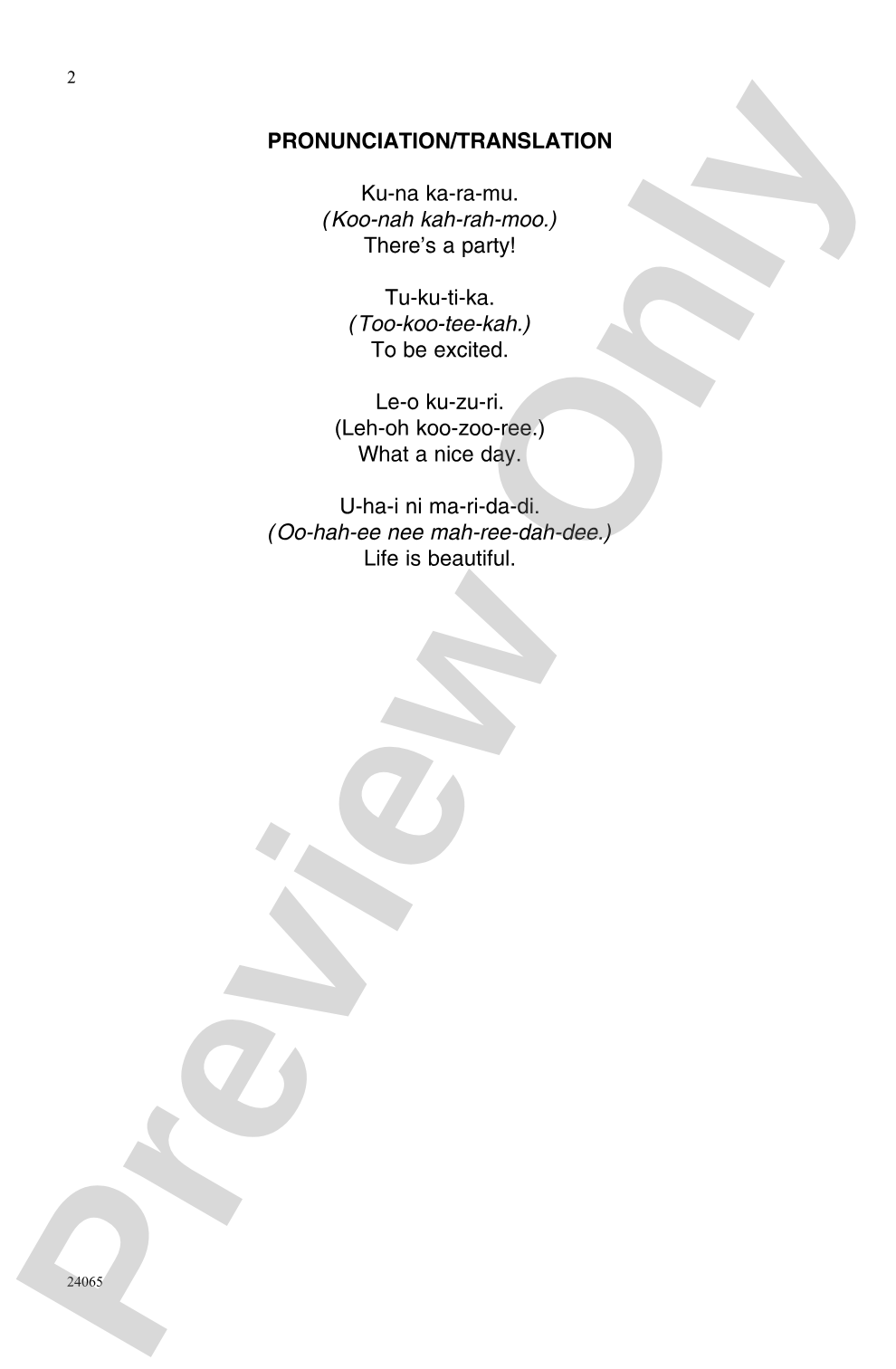 Kuna Karamu (Let's Celebrate - Swahili): SATB Choral Octavo