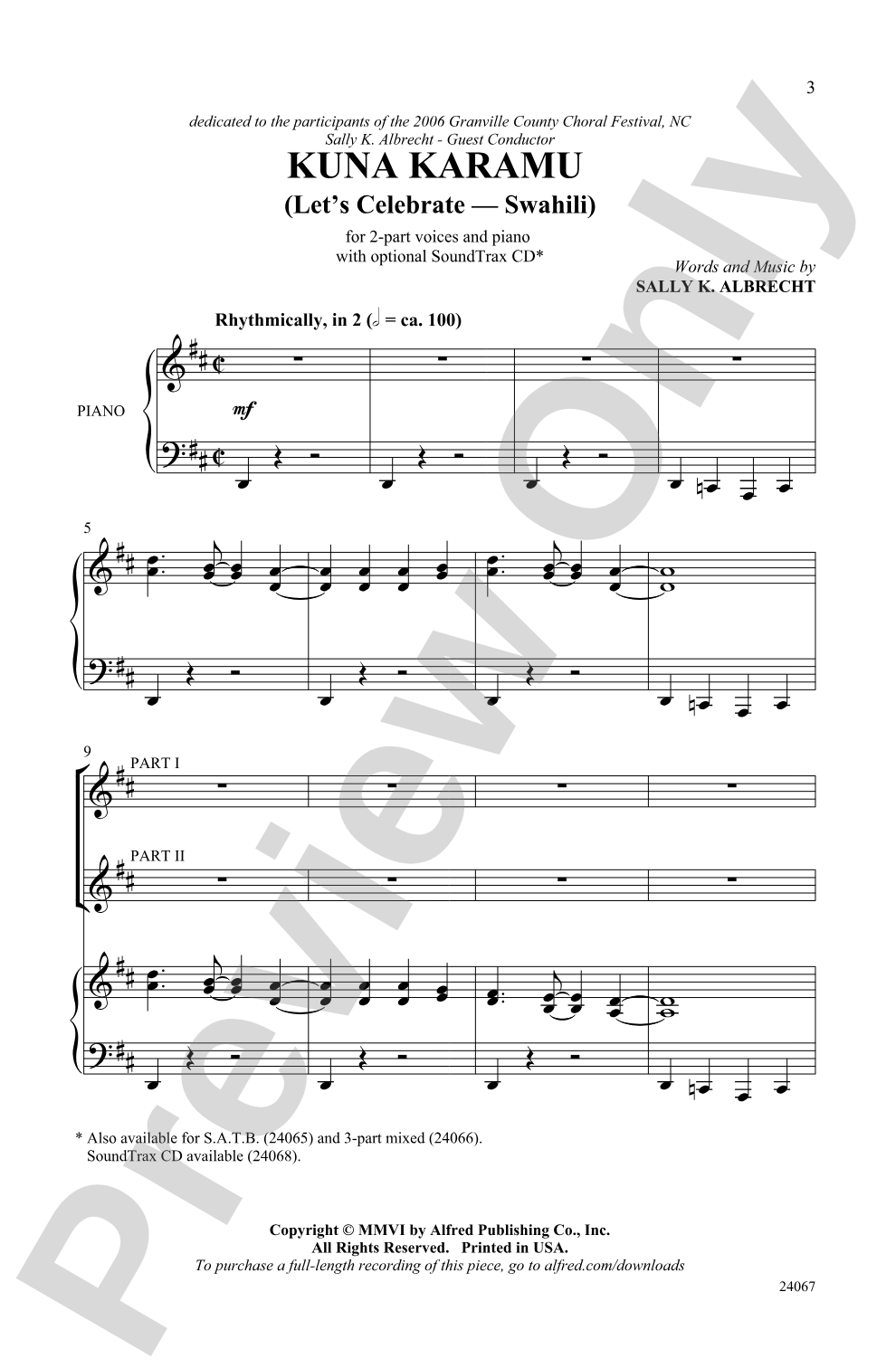 Kuna Karamu (Let's Celebrate - Swahili): 2-Part Choral Octavo