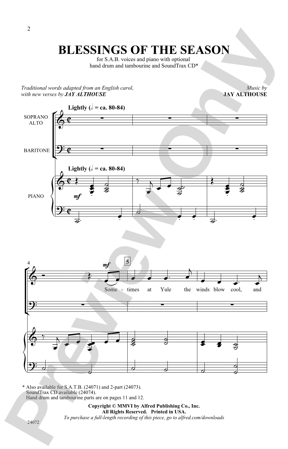 Blessings of the Season: SAB Choral Octavo