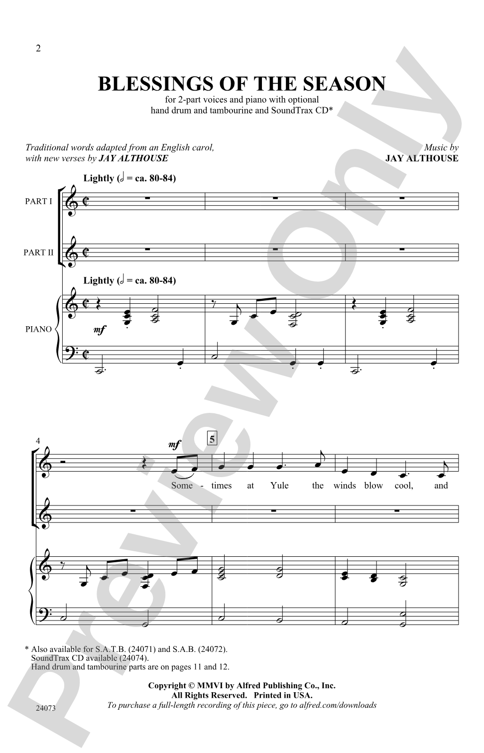 Blessings of the Season: 2-Part Choral Octavo