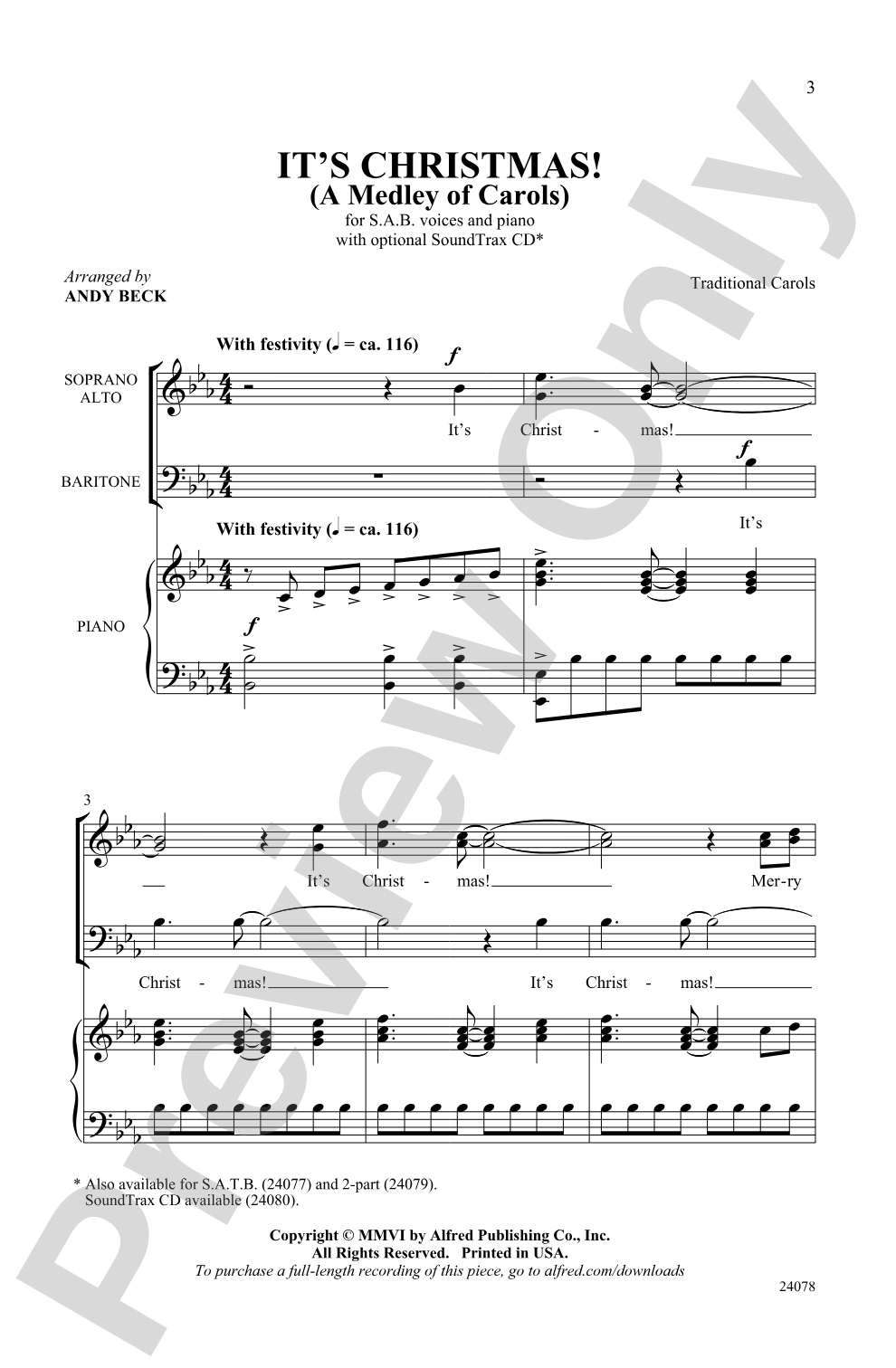 It's Christmas! (A Medley of Carols): SAB Choral Octavo