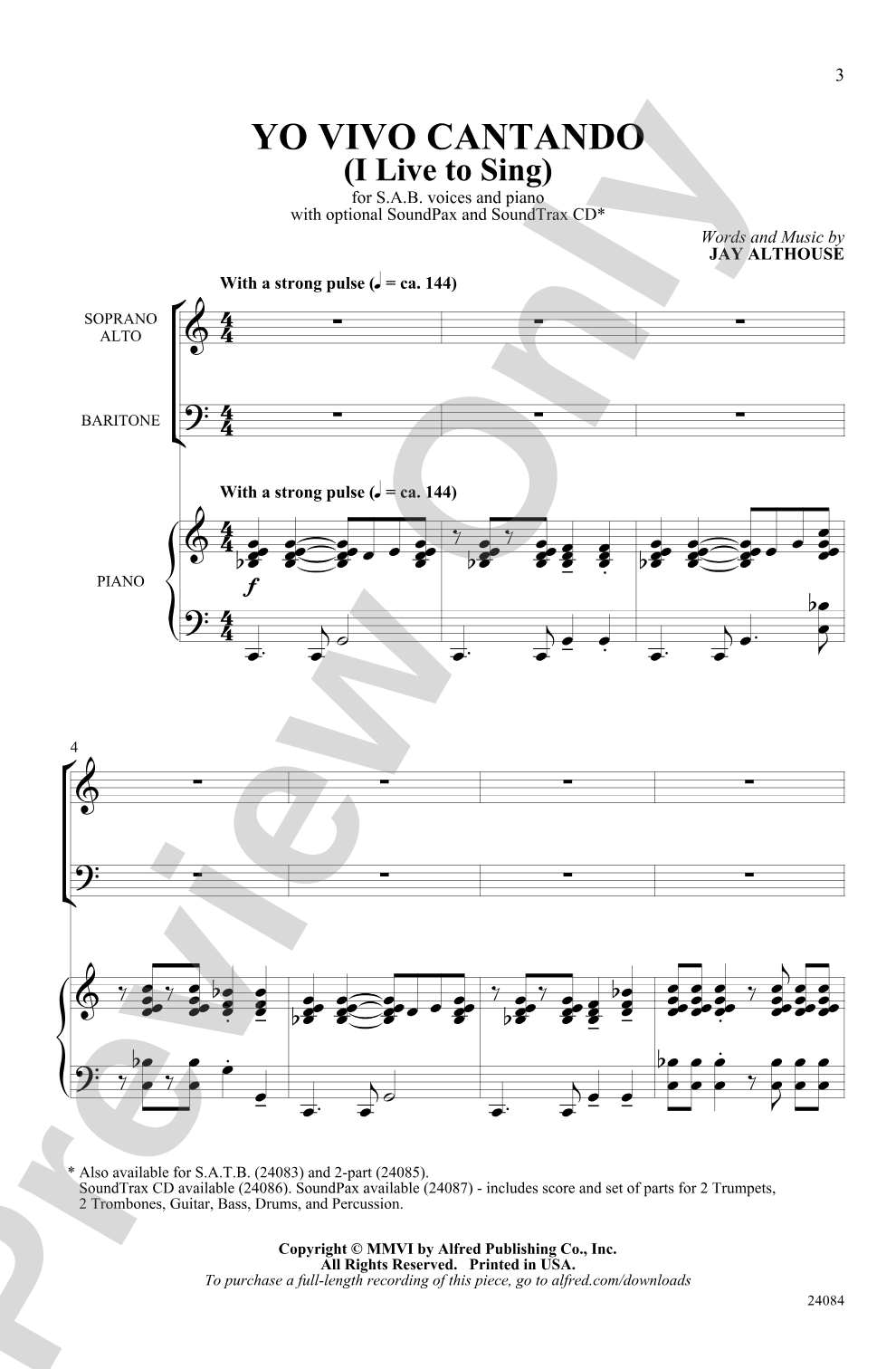 Yo Vivo Cantando (I Live to Sing): SAB Choral Octavo