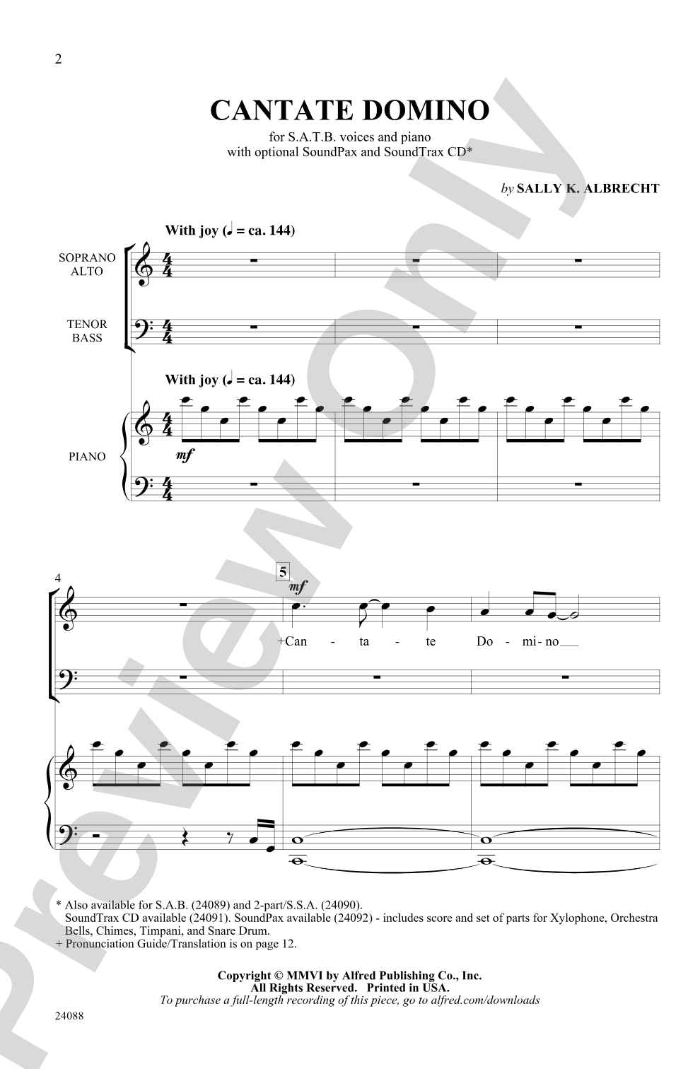 Cantate Domino: SATB Choral Octavo