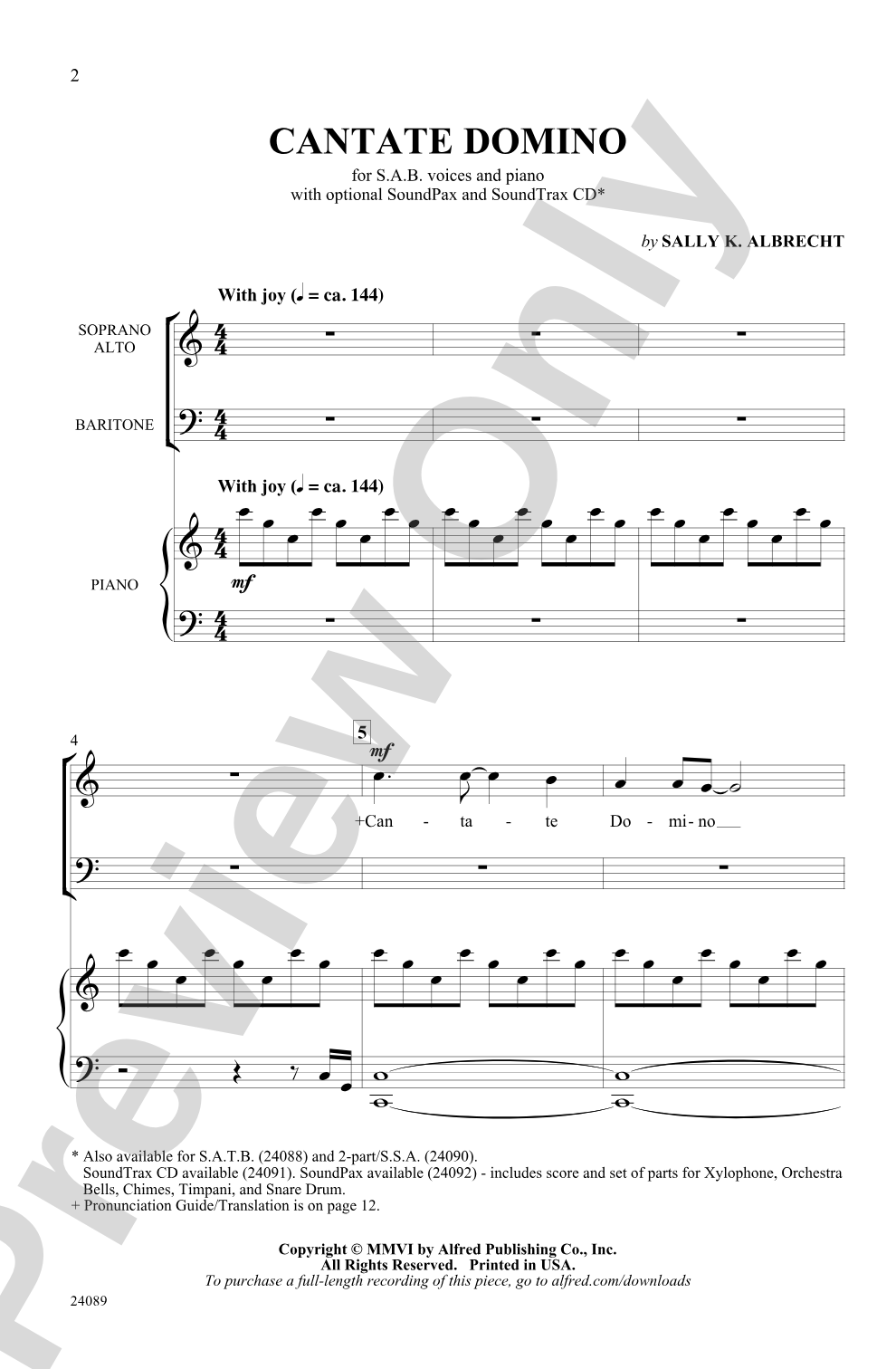 Cantate Domino: SAB Choral Octavo