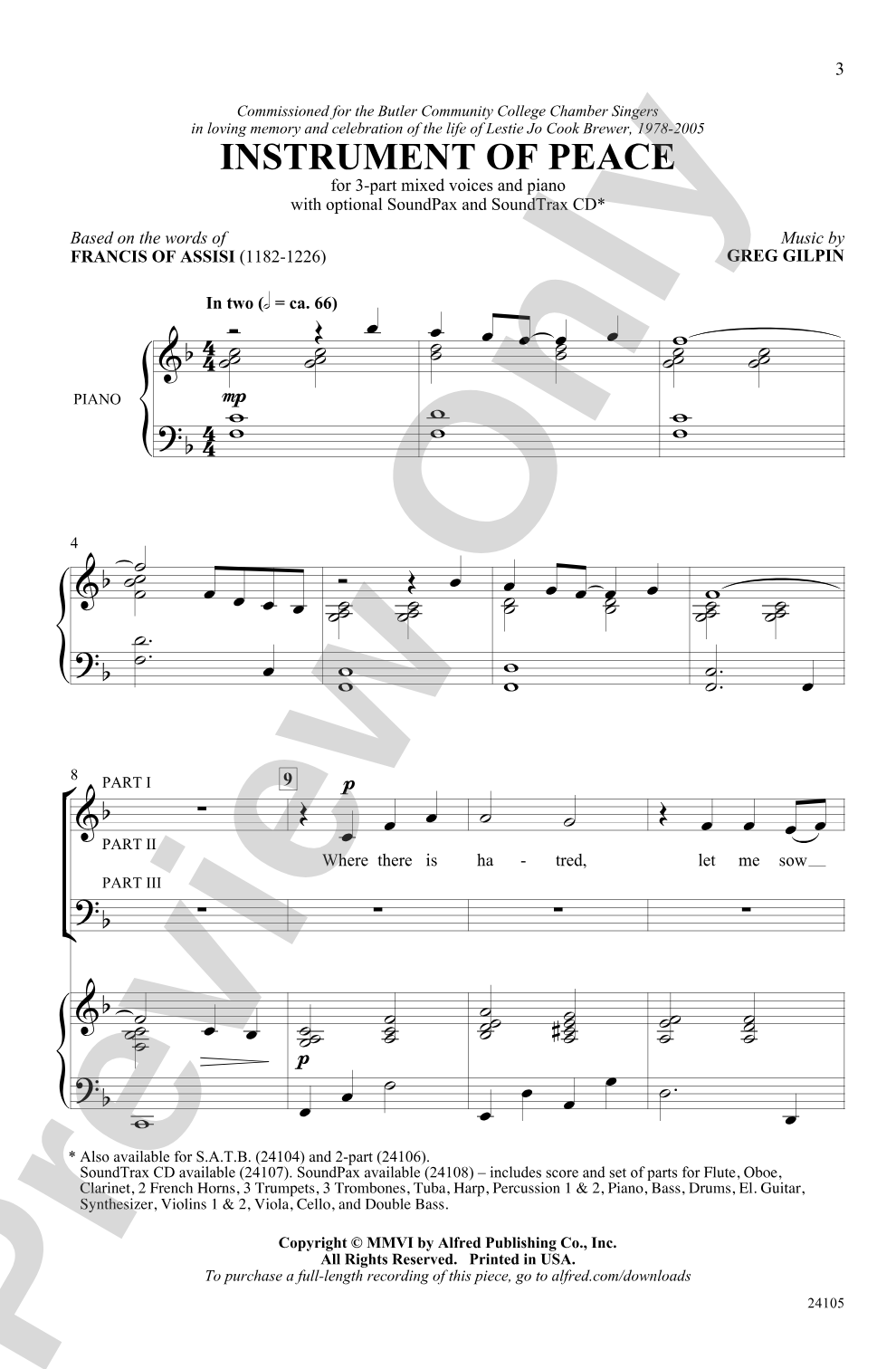 Instrument of Peace: 3-Part Mixed Choral Octavo