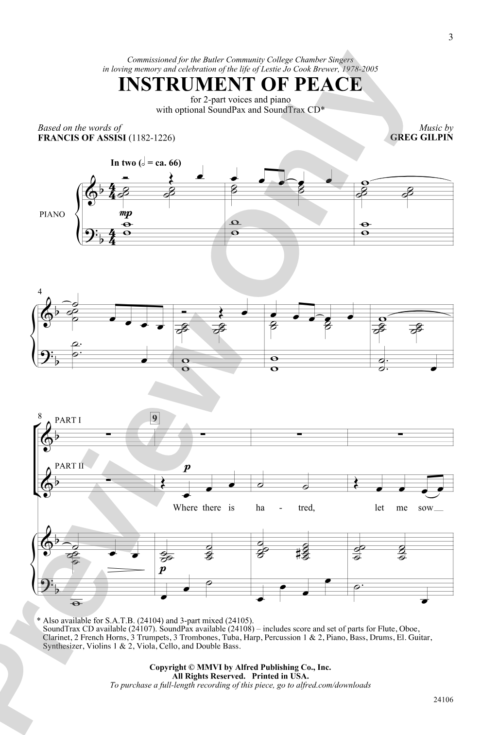 Instrument of Peace: 2-Part Choral Octavo