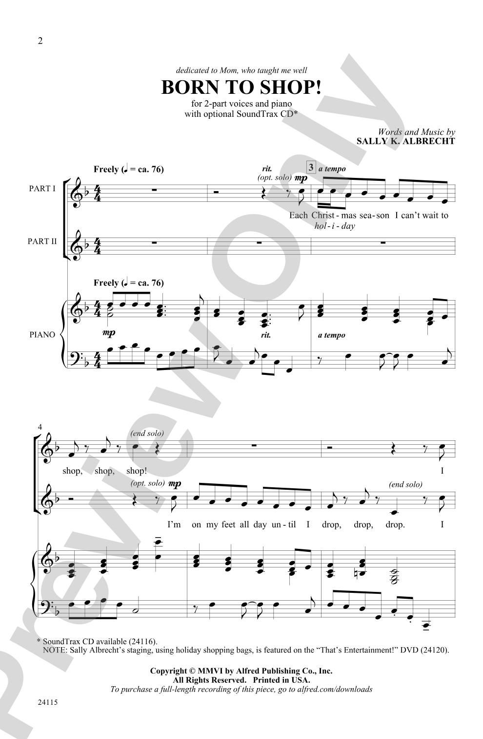 Born to Shop!: 2-Part Choral Octavo