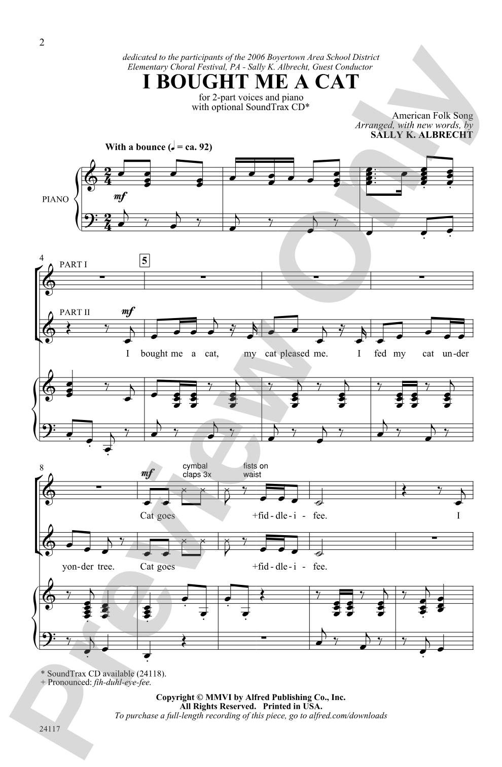 I Bought Me a Cat: 2-Part Choral Octavo