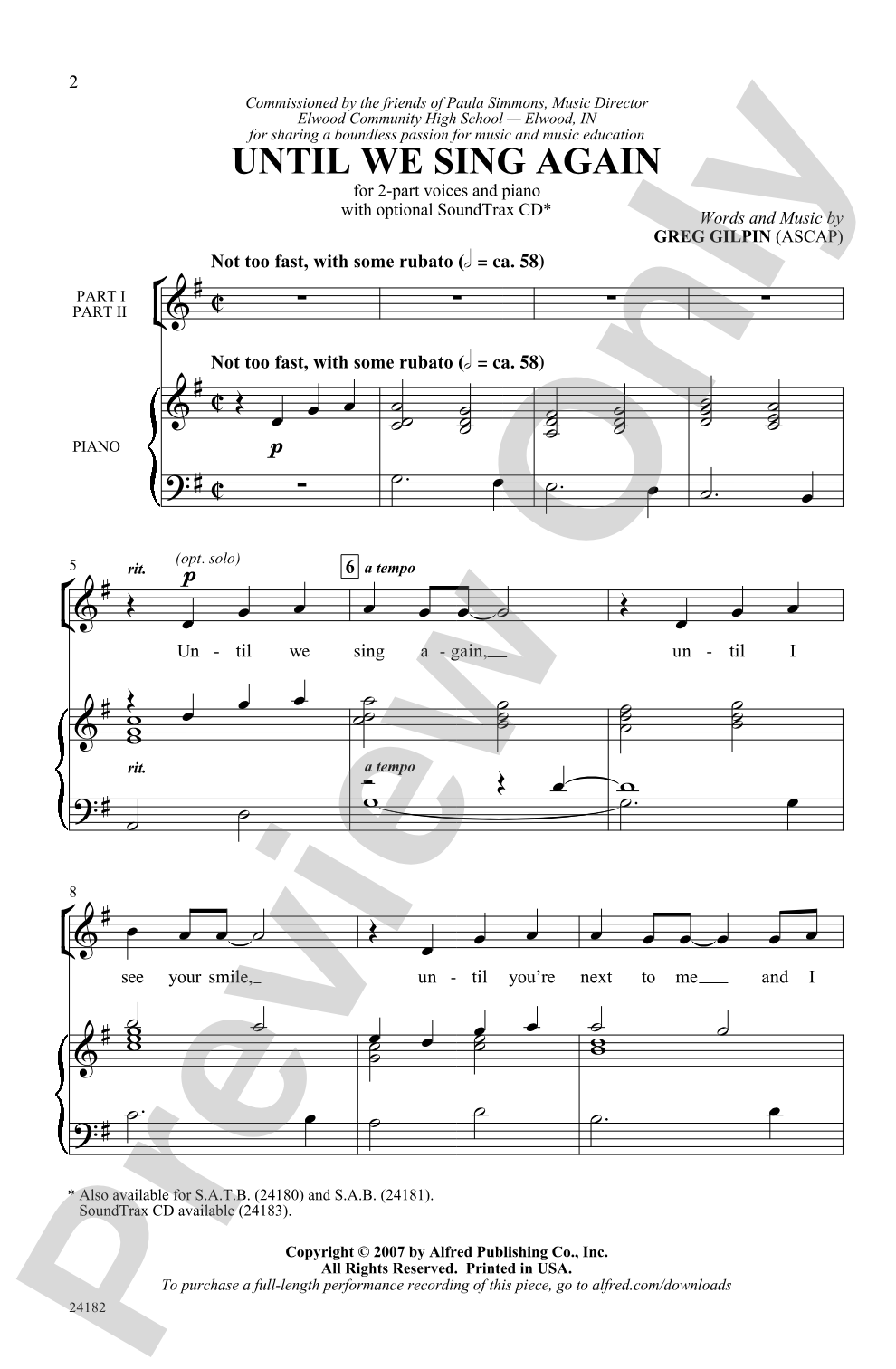 Until We Sing Again: 2-Part Choral Octavo