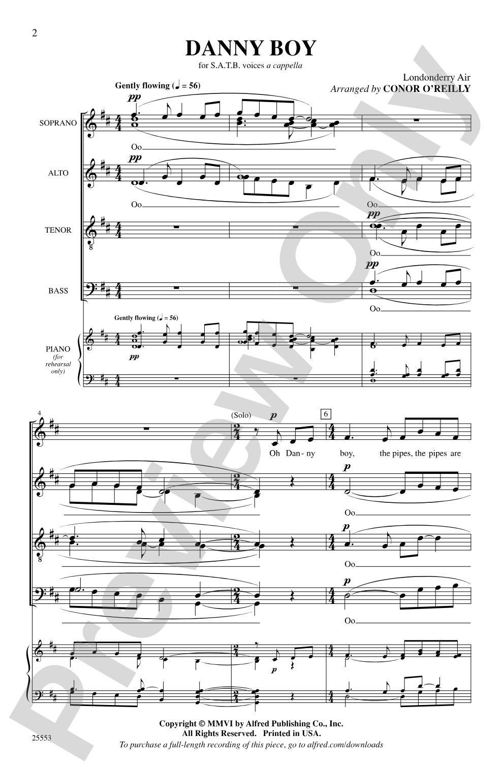 Danny Boy: SATB, <I>a cappella</I> Choral Octavo
