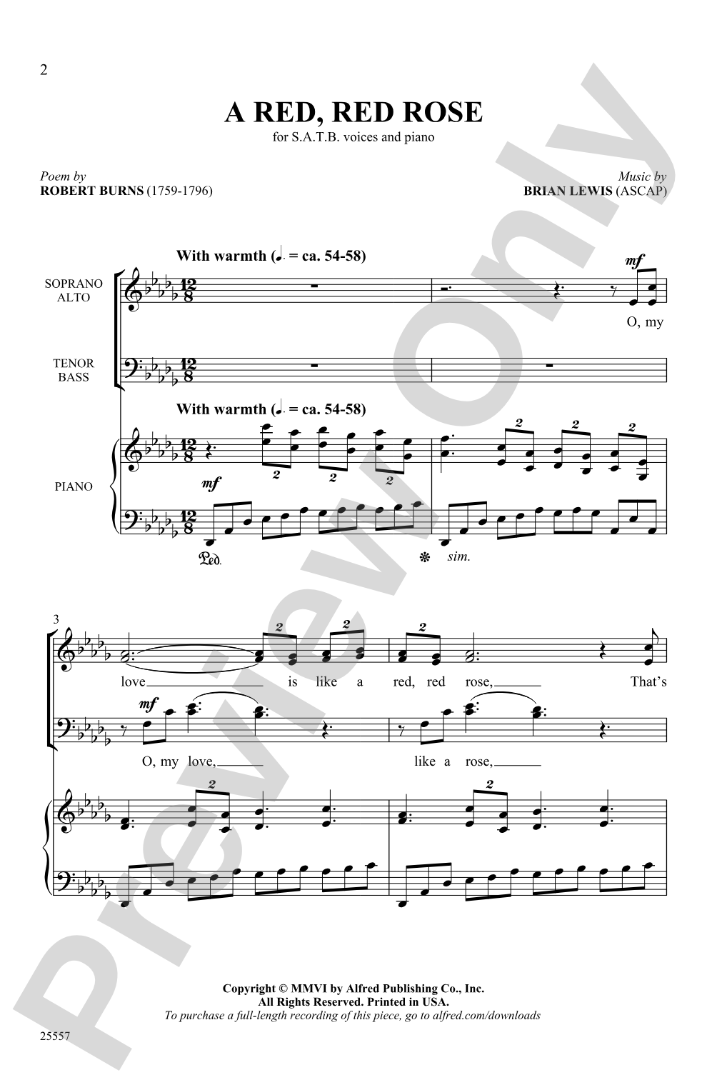 A Red, Red Rose: SATB Choral Octavo