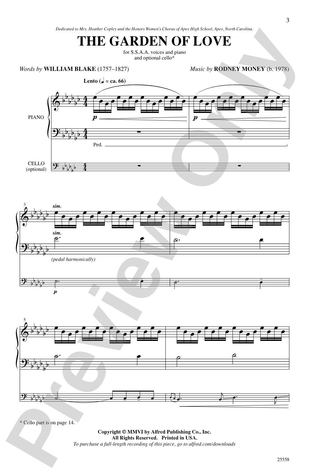 The Garden of Love: SSAA Choral Octavo